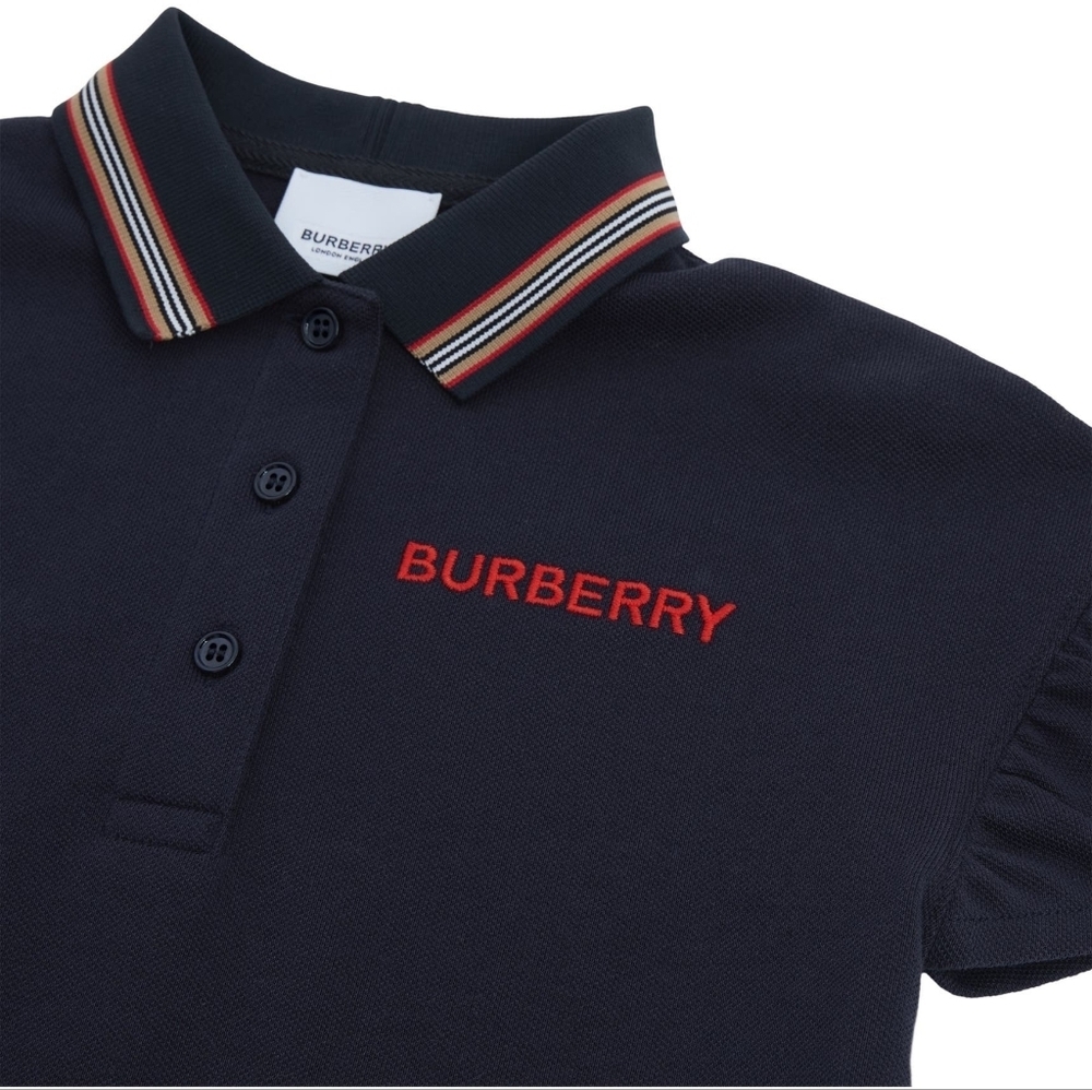 Burberry Girls Martina Flutter Sleeve Cotton Piqué Polo Size 14 - Picture 3 of 4